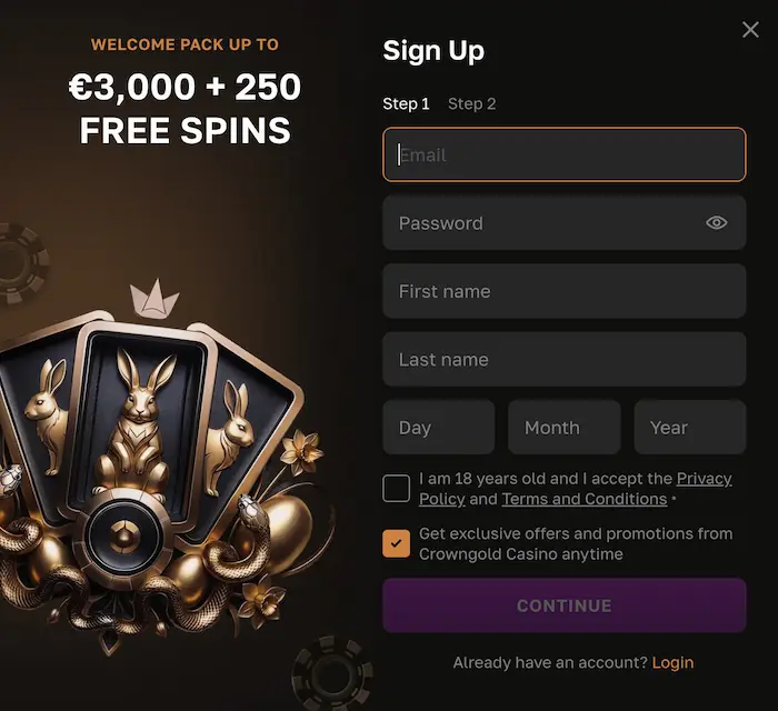 CrownGold Login Guide reg